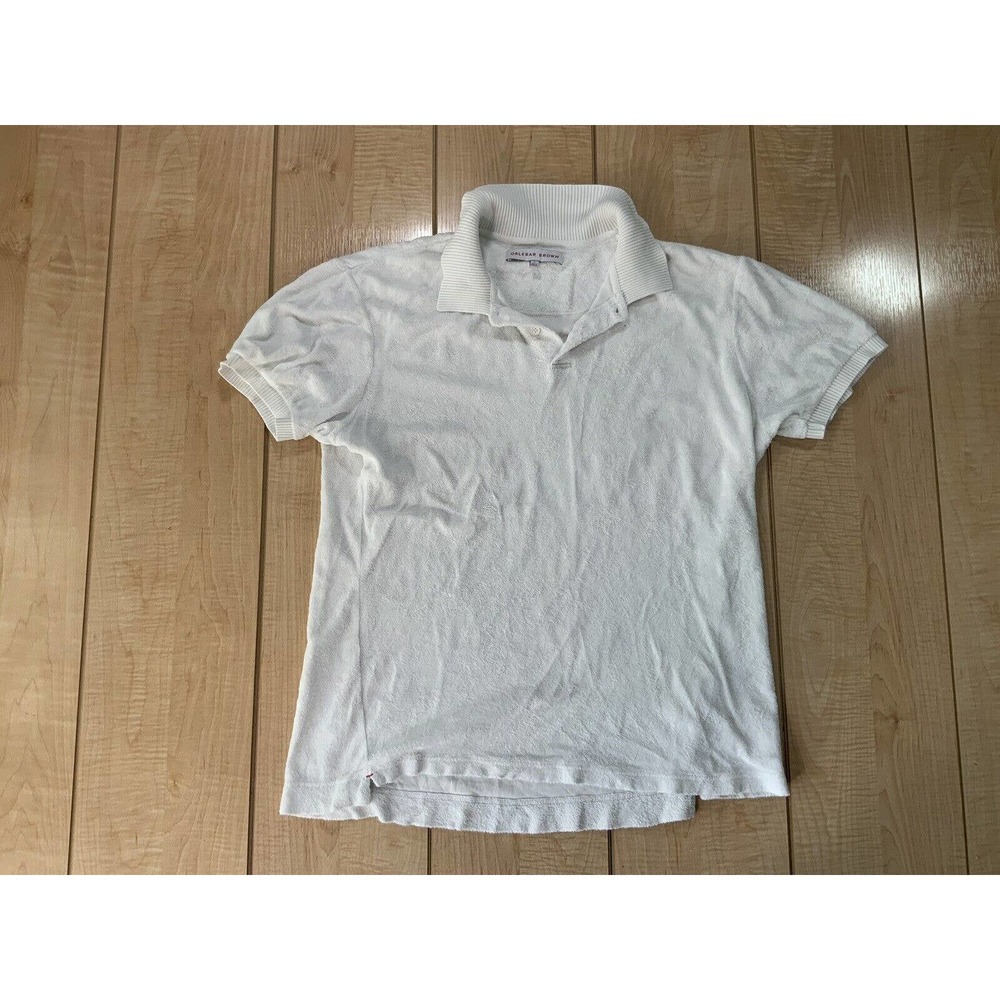 Orlebar Brown Terry Toweling Polo Shirt Men's XL 007 Resort White Short Sleeve